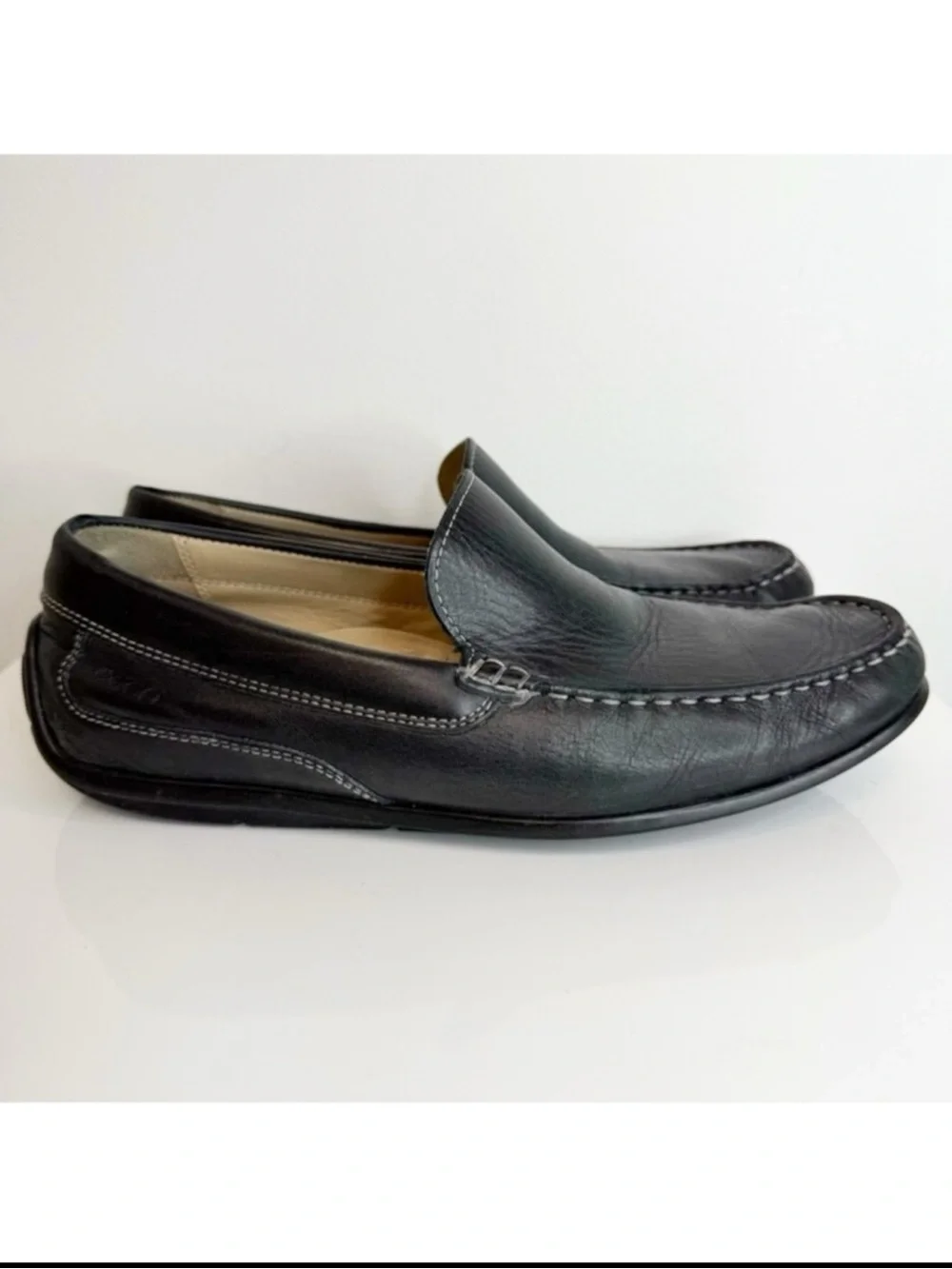 Ecco Black Leather Classic Moc Toe Leather Loafer Shoe Slip On Men Size 42 US 8